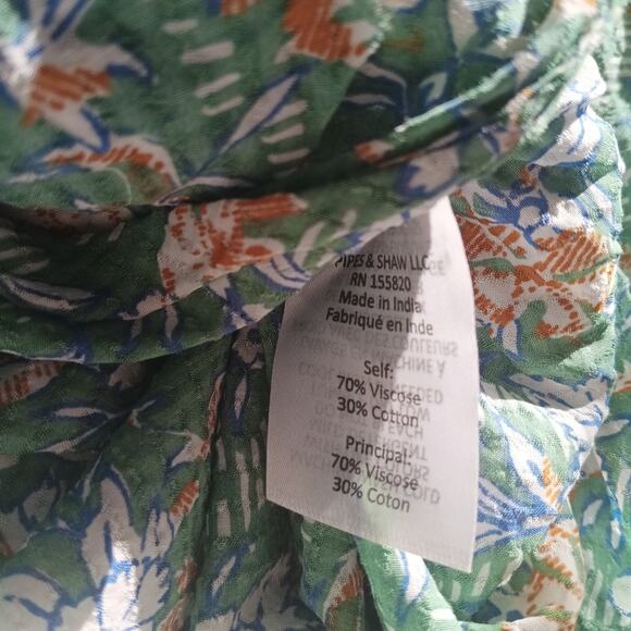 Veronica Beard Hazel Green Floral Asymmetric Ruffle Skirt L - Picture 7 of 7